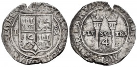 Juana y Carlos (1504-1555). 4 reales. México. (Cal-136). Anv.: CA(ROLV)S : ET (: I)OHAN(A : R)EGES. Rev.: (+ HISP)ANI(ARV)M : ET : INDIARVM :. Ag. 13,...