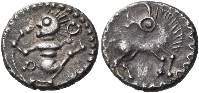 CELTIC, Central Europe. Rhineland. c. 65-40 BC. Quinarius (Silver, 13 mm, 1.62 g...