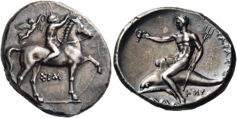 CALABRIA. Tarentum. Circa 330-325 BC. Didrachm or nomos (Silver, 23 mm, 7.89 g, ...