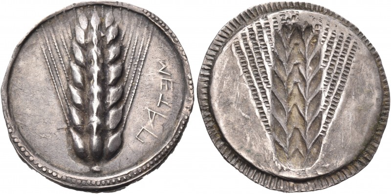 LUCANIA. Metapontum. Circa 515-510 BC. Stater (Silver, 27 mm, 8.18 g, 12 h). ΜΕΤ...