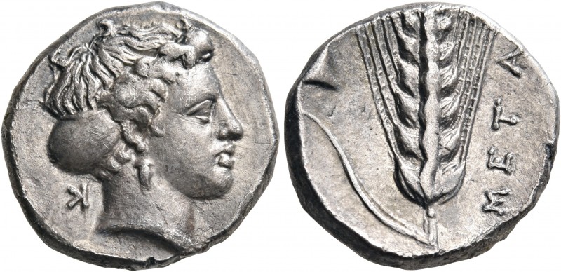 LUCANIA. Metapontum. Circa 400-340 BC. Nomos (Silver, 20.5 mm, 7.83 g, 2 h), str...