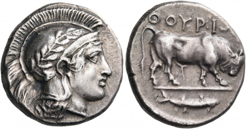 LUCANIA. Thourioi. Circa 443-400 BC. Stater (Silver, 21 mm, 7.83 g, 5 h). Head o...