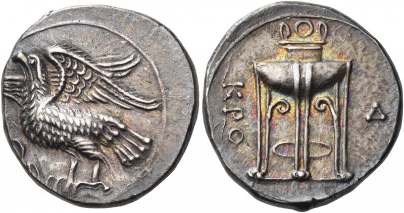 BRUTTIUM. Kroton. Circa 350-300 BC. Nomos (Silver, 23 mm, 7.67 g, 7 h). Eagle, w...