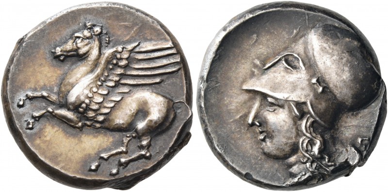BRUTTIUM. Medma. 330-320 BC. Stater (Silver, 19 mm, 8.71 g, 3 h). Pegasos pranci...