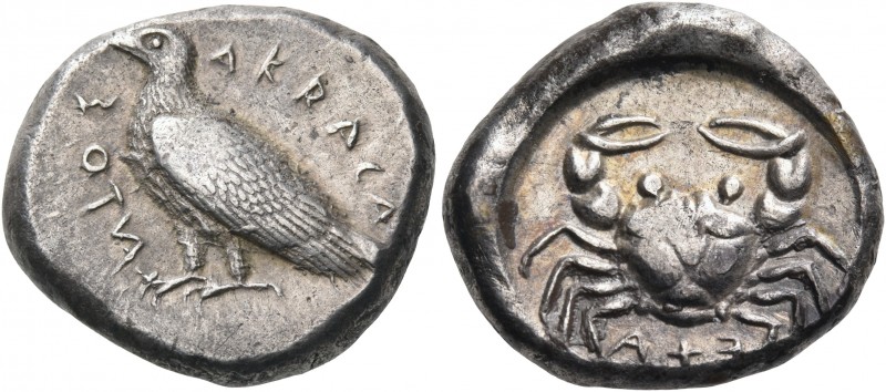 SICILY. Akragas. Circa 495-480/78 BC. Didrachm (Silver, 20 mm, 8.73 g, 7 h). AKR...