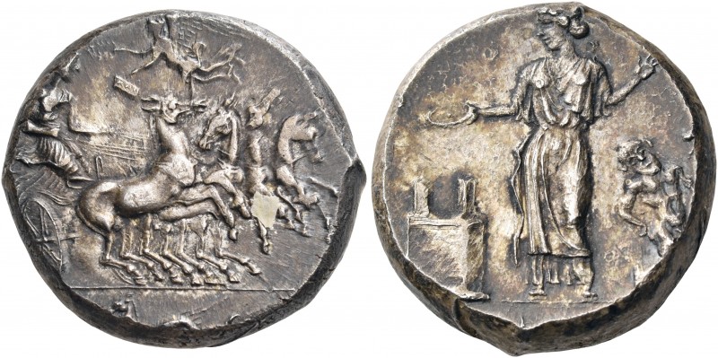 SICILY. Himera. Circa 420-410 BC. Tetradrachm (Silver, 24 mm, 17.65 g, 3 h), sig...