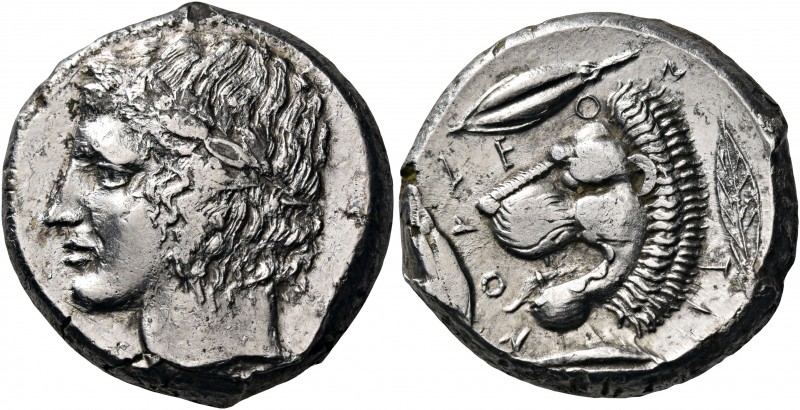 SICILY. Leontini. Circa 430-425 BC. Tetradrachm (Silver, 23 mm, 17.28 g, 9 h), w...