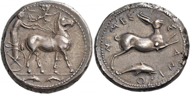 SICILY. Messana. Circa 425-421 BC. Tetradrachm (Silver, 25 mm, 17.22 g, 9 h). Th...