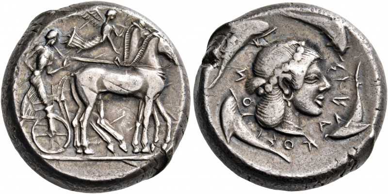 SICILY. Syracuse. Deinomenid Tyranny, 478-466 BC. Tetradrachm (Silver, 22 mm, 17...