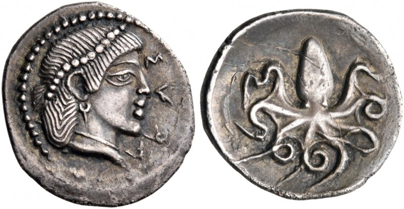 SICILY. Syracuse. Circa 474-450 BC. Litra (Silver, 13.5 mm, 0.74 g, 3 h). ΣVPA P...
