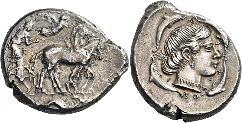 SICILY. Syracuse. Second Democracy, 466-405 BC. Tetradrachm (Silver, 28 mm, 17.0...