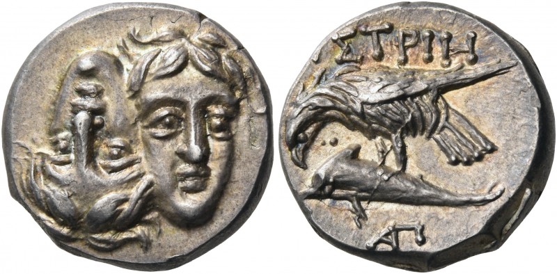 MOESIA. Istros. Circa 313-280 BC. Drachm (Silver, 18 mm, 6.04 g, 11 h). Two faci...