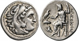 KINGS OF THRACE. Lysimachos, 305-281 BC. Drachm (Silver, 18 mm, 4.36 g, 12 h), struck in the name of Alexander III, Lampsakos, 301-296. Head of Herakl...
