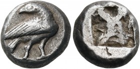 THRACO-MACEDONIAN REGION. Uncertain. Circa 525-480 BC. Half-stater or drachm (Silver, 13.5 mm, 4.80 g), Eion?. Eagle with closed wings, standing to ri...