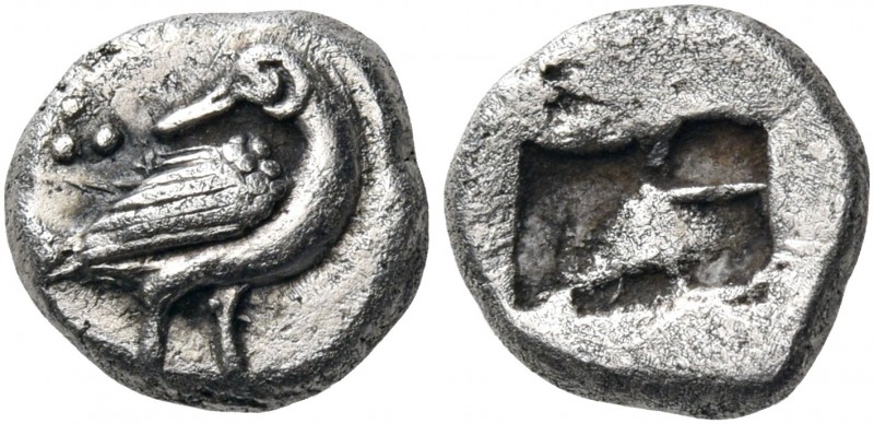 MACEDON. Eion. Circa 480-470 BC. Diobol (Silver, 9 mm, 1.03 g). Goose standing r...
