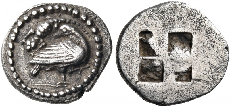 MACEDON. Eion. Circa 460-400 BC. Trihemiobol (Silver, 12 mm, 0.96 g). Goose stan...