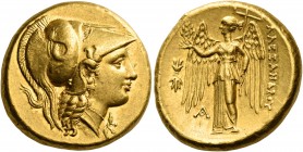 KINGS OF MACEDON. Alexander III ‘the Great’, 336-323 BC. Distater (Gold, 20 mm, 17.26 g, 9 h), Aegeae (?), circa 336-323. Head of Athena to right, wea...