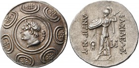 KINGS OF MACEDON. Antigonos II Gonatas, 277/6-239 BC. Tetradrachm (Silver, 31 mm, 17.18 g, 12 h), Amphipolis, circa 274/1-260/55. Horned head of Pan t...