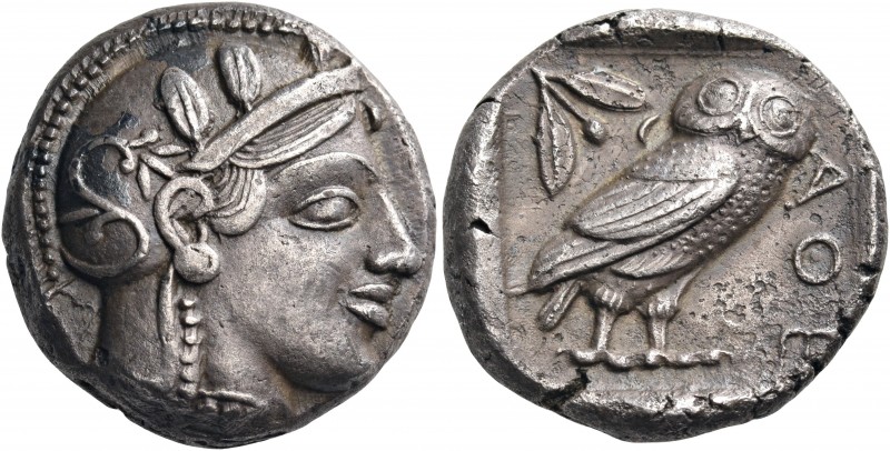 ATTICA. Athens. Circa 449-445 BC. Tetradrachm (Silver, 23 mm, 16.96 g, 11 h). He...