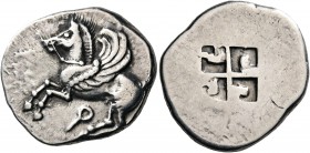 CORINTHIA. Corinth. Circa 550-500 BC. Stater (Silver, 25 mm, 8.86 g). Ϙ (with stem on a diagonal to left) Pegasos, with bridle and curved wing, flying...