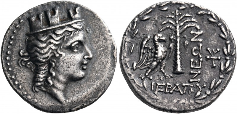 CRETE. Hierapytna. Circa 200-67 BC. Didrachm (23 mm, 7.48 g, 1 h). Turreted head...