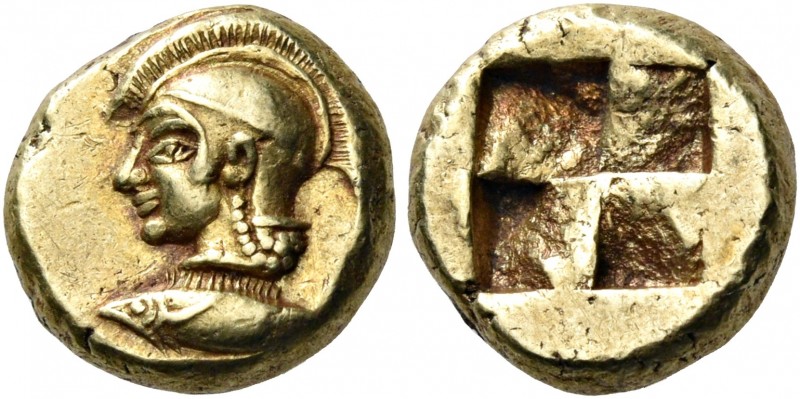 MYSIA. Kyzikos. Circa 550-500 BC. Hekte (Electrum, 10 mm, 2.68 g). Head of Athen...
