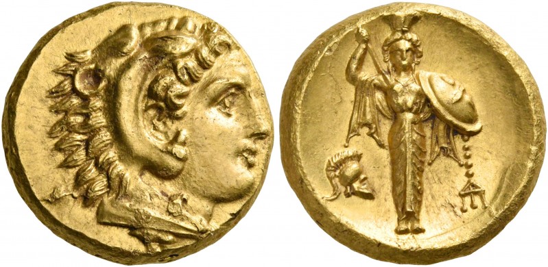 MYSIA. Pergamon. 334-332 BC. Stater (Gold, 8.60 g, 1 h). Head of youthful Herakl...