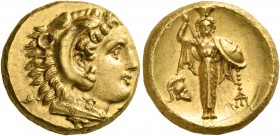 MYSIA. Pergamon. 334-332 BC. Stater (Gold, 8.60 g, 1 h). Head of youthful Herakles to right, wearing lion's skin headdress. Rev. Palladium, wearing ka...