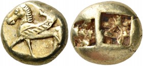 IONIA. Uncertain mint. Circa 600-550 BC. Trite (Electrum, 12.5 mm, 4.72 g), Lydo-Milesian standard. Pegasos walking slowly to left, raising his left f...