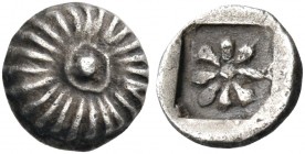 IONIA. Erythrai. Circa 480-450 BC. Hemiobol (Silver, 6.5 mm, 0.35 g). Rosette with central dot. Rev. Eight-rayed star within incuse square. Klein 387....