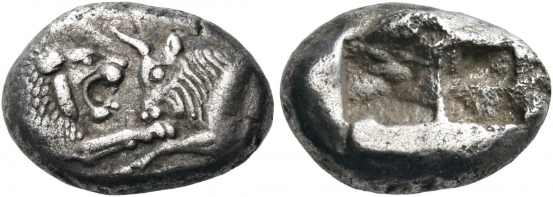 KINGS OF LYDIA. Kroisos, circa 560-546 BC. Third stater (Silver, 14.5 mm, 3.36 g...