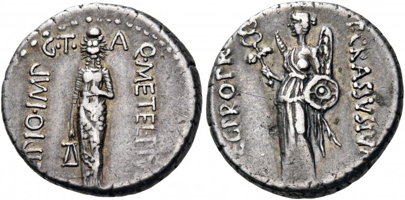 Q. Caecilius Metellus Pius Scipio and P. Licinius Crassus, 47-46 BC. Denarius (S...