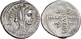 Julius Caesar, April 44 BC. Denarius (Silver, 18.5 mm, 3.83 g, 6 h), struck by the moneyer C. Cossutius Maridianus, Rome. CAESAR / PARENS PATRIAE Wrea...