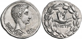 Augustus, 27 BC-AD 14. Cistophorus (Silver, 26 mm, 11.96 g, 1 h), Ephesos, c. 25-20 BC. IMP• CAE-SAR Bare head of Augustus to right. Rev. AVGVSTVS Cap...