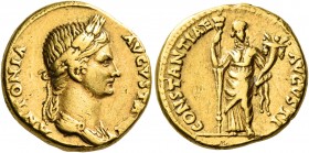 Antonia Minor, Augusta, 37 and 41. Aureus (Gold, 17 mm, 7.73 g, 6 h), struck under her son Claudius, Rome, 41-45. ANTONIA AVGVSTA Draped bust of Anton...