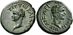 Titus with Domitian, as Caesars, under Vespasian, 69-79. Hemiassarion (Bronze, 17.5 mm, 3.61 g, 6 h). Uncertain mint in Asia Minor. ΤΙΤΤω ΚΑΙΣΑΡΙ Laur...