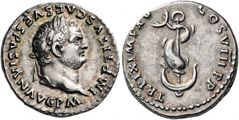 Titus, 79-81. Denarius (Silver, 18 mm, 3.49 g, 7 h), Rome, January - June 80. IM...