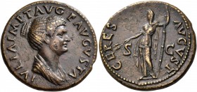 Julia Titi, Augusta, 79-90/1. Dupondius (Orichalcum, 28 mm, 13.09 g, 6 h), Rome, struck under Titus, 80-81. IVLIA IMP T AVG F AVGVSTA Draped bust of J...