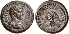 Domitian, as Caesar, 69-81. 1/3 Assarion (Bronze, 14 mm, 2.98 g, 1 h), Blaundus in Lydia, struck under the magistrate Ti. Claudio Phoenix . ΔΟΜΙΤΙΑΝΟC...
