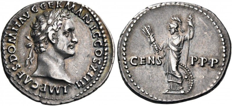 Domitian, 81-96. Denarius (Silver, 18.5 mm, 3.54 g, 5 h), Rome, 88. IMP CAES DOM...