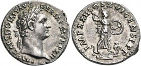 Domitian, 81-96. Denarius (Silver, 18.5 mm, 3.50 g, 7 h), Rome, 92-3. IMP CAES DOMIT AVG GERM P M TR P XII Laureate head of Domitian to right. Rev. IM...