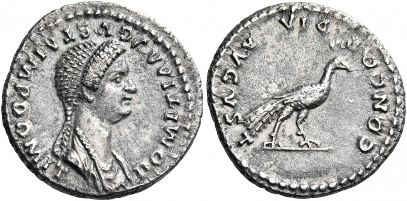 Domitia, Augusta, 82-96. Denarius (Silver, 18.5 mm, 3.33 g, 6 h), struck under D...