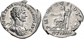 Hadrian, 117-138. Denarius (Silver, 20 mm, 3.62 g, 7 h), Rome, 117. [IMP] CAESAR TRAIAN HADRIANVS AVG Laureate, draped and cuirassed bust of Hadrian t...