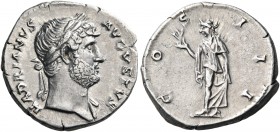 Hadrian, 117-138. Denarius (Silver, 18 mm, 3.41 g, 6 h), Rome, circa 124-125. HADRIANVS AVGVSTVS Laureate bust of Hadrian to right, with slight draper...