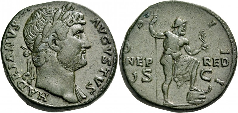 Hadrian, 117-138. Sestertius (Orichalcum, 32 mm, 27.73 g, 6 h), Rome, circa 125-...