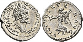 Septimius Severus, 193-211. Denarius (Silver, 18 mm, 3.35 g, 12 h), Laodicea, 194-195. IMP CAE L SEP SEV PERT AVG COS II Laureate head of Septimius Se...
