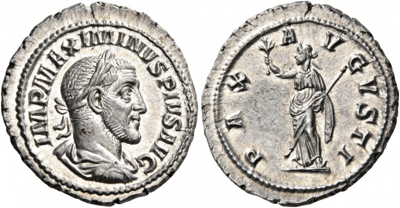 Maximinus I, 235-238. Denarius (Silver, 21 mm, 3.39 g, 12 h), Rome, 236. IMP MAX...