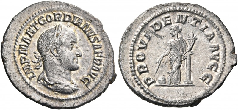 Gordian II, AD 238. Denarius (Silver, 22 mm, 3.26 g, 4 h), Rome. IMP M ANT GORDI...