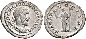 Pupienus, 238. Denarius (Silver, 21 mm, 3.04 g, 12 h), Rome. IMP C M CLOD PVPIENVS AVG Laureate, draped and cuirassed bust of Pupienus to right. Rev. ...