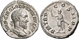 Pupienus, 238. Denarius (Silver, 20 mm, 3.60 g, 7 h), Rome, April - June 238. IMP C M CLOD PVPIENVS AVG Laureate, draped and cuirassed bust of Pupienu...